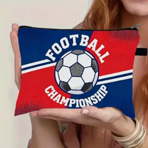 Large capacity football championship themed storage pouch for stationery or makeup