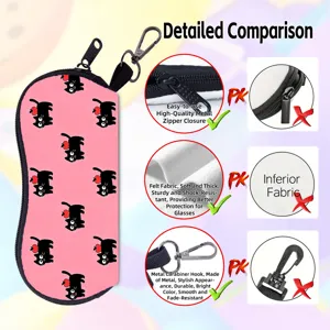 Detailed comparison of cartoon cat eyeglass pouch features versus inferior products.