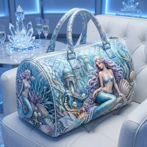 Zeemeermin Bedrukt Gewatteerd Reistas Grote Capaciteit Draagbaar Duffle Bag Voor Dames Vakantie Handtas Kleding Opbergen