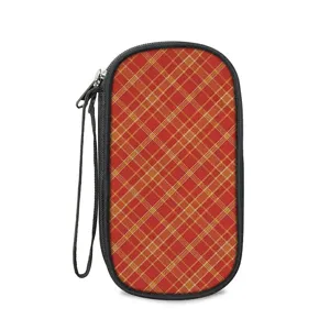 Tragbare Elektronik-Organizer-Tasche mit rotem Karomuster und Handschlaufe