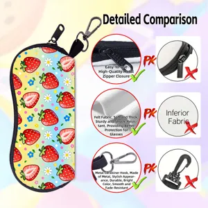 Fresh Fruit Print Sunglasses Pouch Portable Zipper Glasses Bag With Carabiner Hook Soft Protective Eyewear Sleeve Case For Travel Outdoor