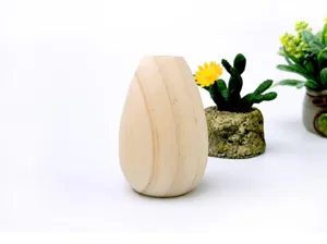 Solid wood teardrop vase creative ornament jewelry display prop dried flower holder table