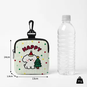 Portable dog treat pouch detail with dimensions, weight and bottle scale