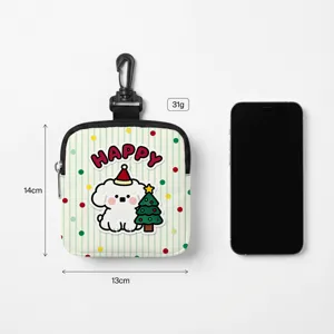 Portable outdoor dog treat pouch with cute cartoon design and specific size markings