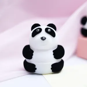 Boîte à bijoux panda en velours doux pour bagues et boucles d'oreilles cadeau.