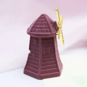 Purple windmill jewelry box cute ring storage container for gifts and earrings display case