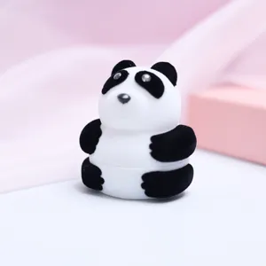 Boîte à Bague Mignonne Panda Boîte de Rangement de Bijoux en Peluche Animale pour Demande en Mariage Cadeau d'Anniversaire Présentoir à Bijoux