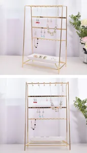 Support de bijoux en métal galvanisé minimaliste pour boucles d'oreilles et colliers présentoir.