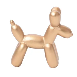 Golden balloon dog figurine resin sculpture modern creative home desktop decor.