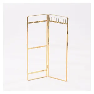 Gold metal folding jewelry display rack vintage earring necklace organizer stand main item