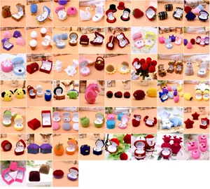 Cute velvet ring box animal fruit shape jewelry gift box ring storage and display case
