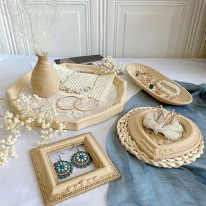 Imitatie houten sieraden display dienblad set, onbewerkt fotolijst fotografie rekwisieten.