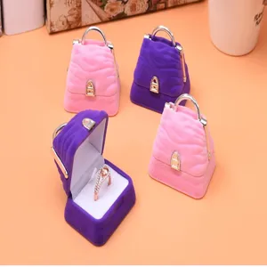 Miniatur Samt Handtasche Ringbox süße Schmuck Aufbewahrung Geschenkbox für Verlobung