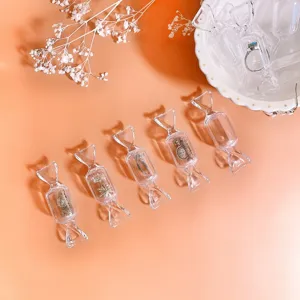 Transparent candy shape jewelry storage box, mini portable container for rings and earrings.