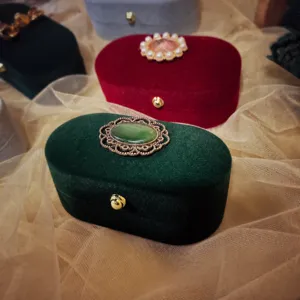 Vintage fluwelen ringdoos retro sieraden opbergdoos huwelijk dubbele ring etalage