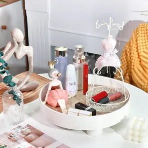 Japanese rotating desktop storage box with jewelry stand and cosmetic organizer tray for daily home.