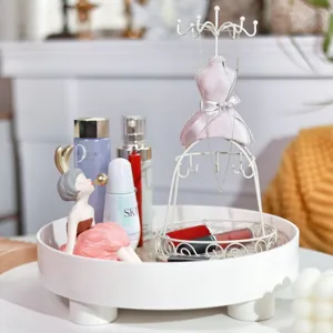 Japanese rotating jewelry tray and organizer stand with cute figurine for desktop home decor display.