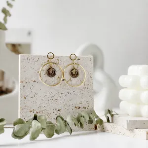 Minimalist Natural Stone Travertine Photography Prop Jewelry Display Tray Still Life Background Board For Studio Shooting