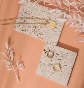 Minimalist photography props stone jewelry display tray set for still life shooting and earrings showcase