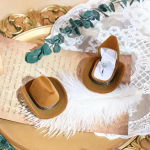 Velvet cowboy hat ring box creative jewelry storage container for engagement wedding gifts