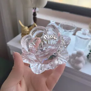 Transparant glas bloem sieraden schaal ringhouder kleine opbergtray voor oorbellen en ringen