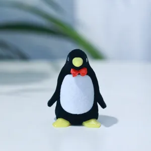 Boîte à bagues pingouin floquée mignon dessin animé boîte cadeau bijoux rangement