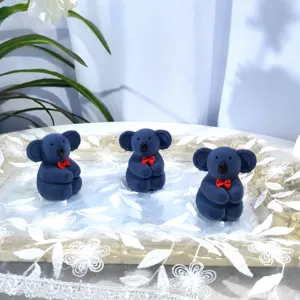 Süße Koala Form Beflockte Schmuckschatulle Kunststoff Flockmaterial Halskette Ring Aufbewahrung Geschenkbehälter für Damen