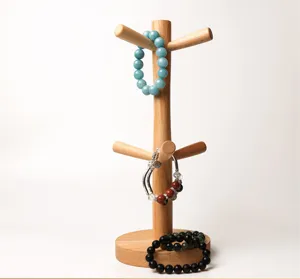 Solid wood jewelry display stand tree shaped necklace bracelet holder organizer prop