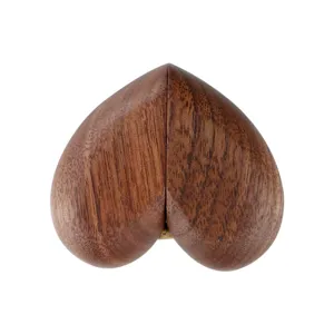 Solid wood heart-shaped ring box, retro black walnut jewelry storage box for proposal.