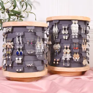 Draaibare Oorbelstandaard Houten Sieraden Organizer Meerdere Lagen Oorbelhouder voor Display