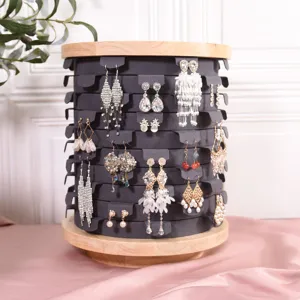 Houten roterende oorringendisplay meertraps sieraden organizer rek voor oorbellen.