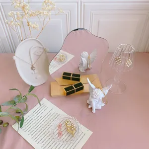 Aesthetic irregular mirror jewelry display stand set photography props for necklaces and earrings