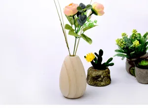 Creative solid wood vase desktop ornament dried flower vase jewelry display props.