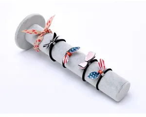 Hair tie display stand velvet t-bar jewelry organizer for scrunchies hair accessories showcase