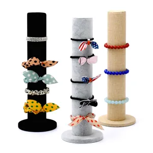Velvet Vertical Jewelry Display Stand For Bracelets Headbands Hair Ties Watches Minimalist Storage Holder Home Decor
