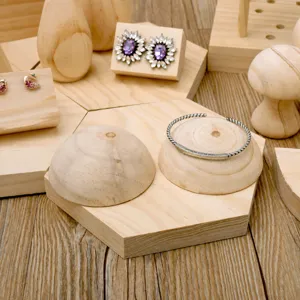 Minimalist Solid Wood Semi-Circle Bracelet Display Stand Natural Wood Watch Bangle Storage Holder Showcase Jewelry Photography Props