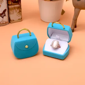 Blauer Samt Handtasche Ringbox schluesselfertige Schmuckaufbewahrung fuer Ohrringe Hauptbild