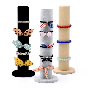 Vertical jewelry display stand velvet scrunchie and hair accessory organizer holder stand