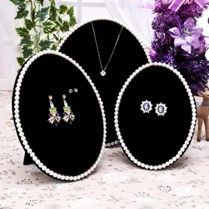 Velvet pearl jewelry display stand set necklace board earring holder organizer showcase