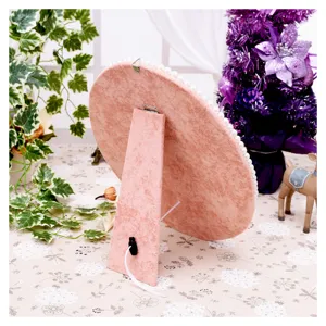 Pink velvet pearl jewelry display stand back view earring necklace desktop organizer holder.