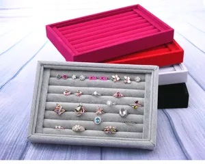 Eissamt Schmucktablett Ring Aufbewahrung Box Ständer mehrfarbig stapelbarer Organizer