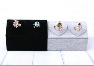 Samt Ringhalter Doppelherz Ring Display Ständer Schmuckpräsentation für Ringe Zubehör.