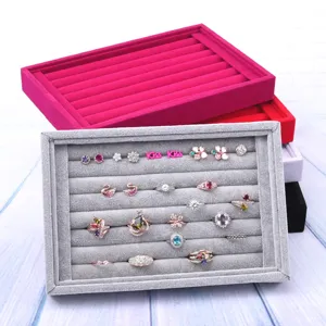 Eis Samt Schmucktablett Ring Display Box Multi-Schlitz Organizer für Ohrringe und Ringe.
