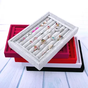Samt Schmucktablett Ring Display Box Organizer fur Ohrringe Schmuckaufbewahrung Stand