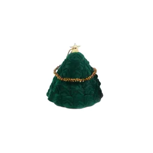Grüner Samt Weihnachtsbaum Ringbox für Schmuckaufbewahrung und Weihnachtsgeschenke