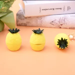 Pineapple shaped ring box cute velvet jewelry gift container main view showcase