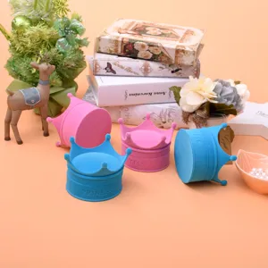 Velvet crown jewelry box contact lens container ring storage main display image showcasing cute design.