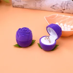 Velvet Rose Ring Box Romantic Proposal Ring Holder Jewelry Storage Box Gift Case