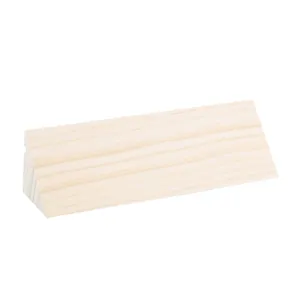 Solid wood triangular display stand, natural wood grain finish, perfect for jewelry or card showing.