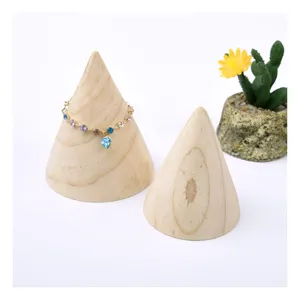 Massief houten kegel armband display standouwer sieraden houder showcase toog rekwisiet